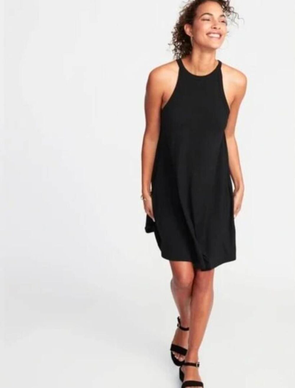 Old Navy Black Ribbed Halterneck Mini Tank Dress Size Small